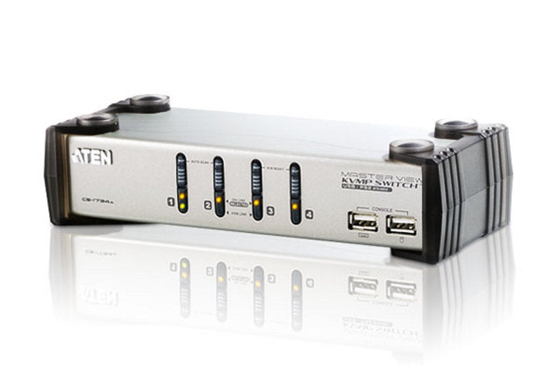 ATEN 4 Port USB VGA KVMP Switch with Audio and USB 1.1 Hub - Cables Included ATEN