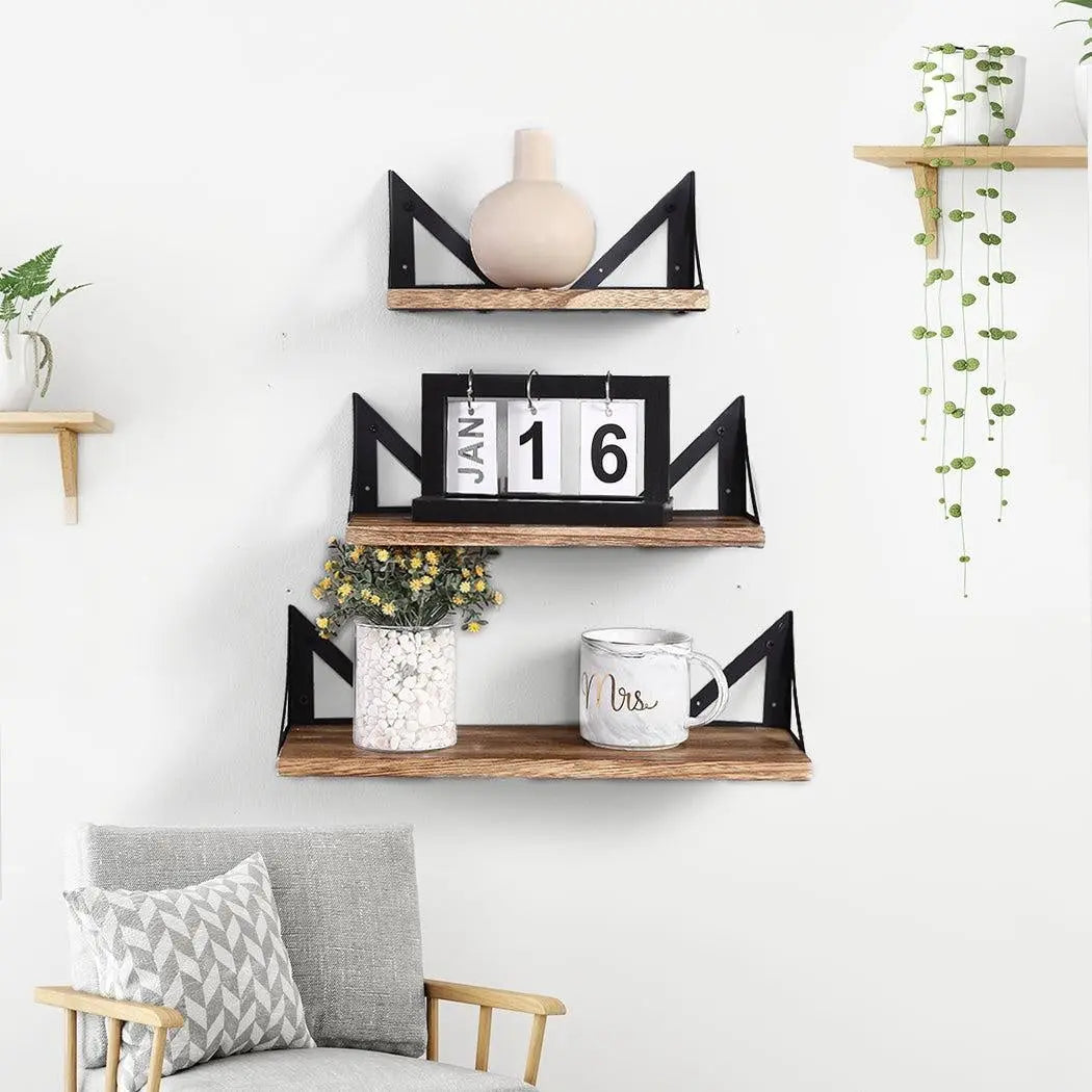 Levede Floating Shelf Brackets Shelves Bookshelf Wall Mount Rack Storage 3 PCS Deals499