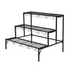 Levede Plant Stand 3 Tier Rectangle Metal Flower Pot Planter Corner Shelf Black Deals499