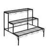 Levede Plant Stand 3 Tier Rectangle Metal Flower Pot Planter Corner Shelf Black Deals499