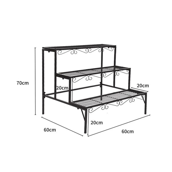 Levede Plant Stand 3 Tier Rectangle Metal Flower Pot Planter Corner Shelf Black Deals499