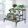 Levede Plant Stand 3 Tier Rectangle Metal Flower Pot Planter Corner Shelf Black Deals499