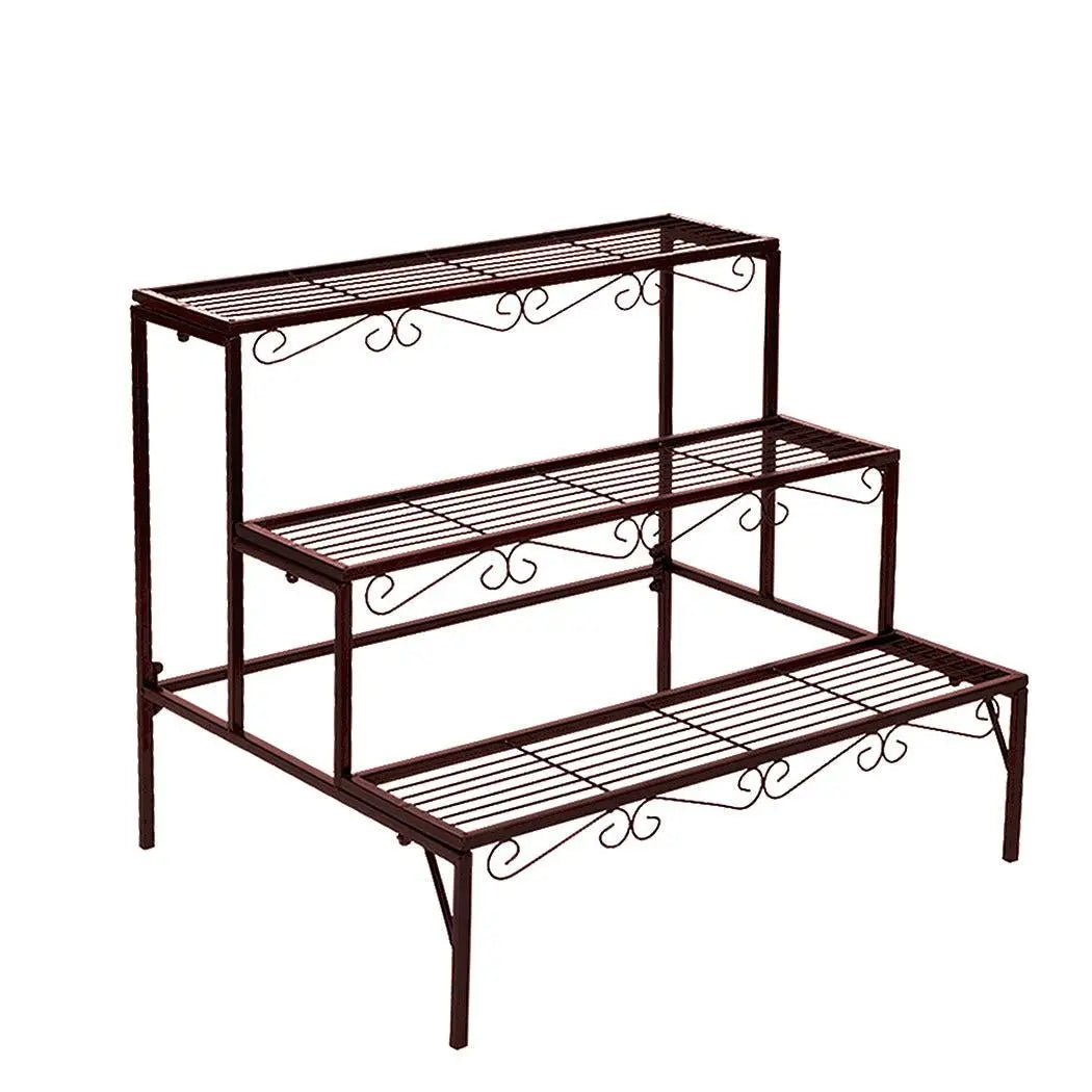 Levede Plant Stand 3 Tier Rectangle Metal Flower Pot Planter Corner Shelf Bronze Deals499