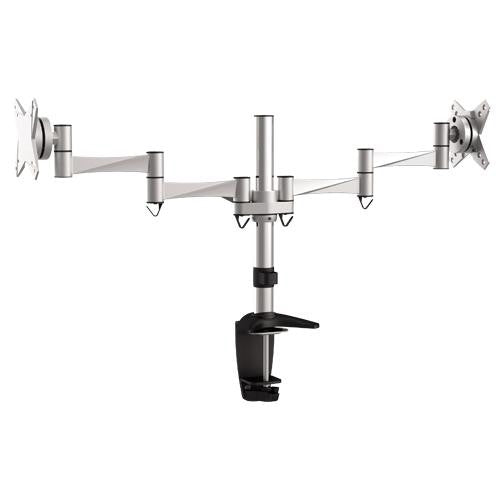 Brateck Dual Monitor Elegant Aluminium w/Arm&Desk Clamp Silver VESA75/100mm Up to27' BRATECK