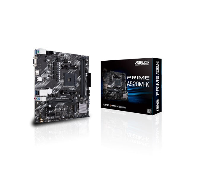 ASUS PRIME A520M-K N Micro ATX Motherboard with M.2 support, 1 Gb Ethernet, HDMI/D-Sub, SATA 6 Gbps, USB 3.2 Gen 1 Type-A ASUS