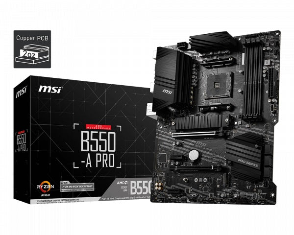 MSI B550-A PRO AM4 ATX MB 4xDDR4 2xPCIE 2xM.2 HDMI DP RAID LAN TPM 6xSATAIII 2xUSB3.2 8xUSB2.0 MSI