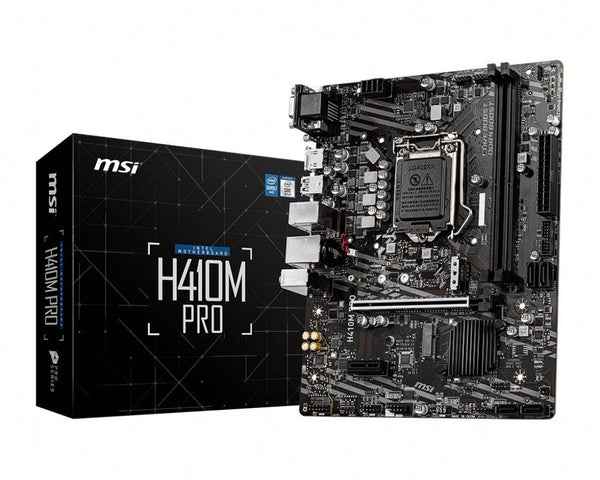 MSI H410M-PRO LGA1200 10th Gen mATX MB 2xDDR4 2xPCIE 2xM.2 LAN 4xSATAIII 1xHDMI 1xDVI-D 4xUSB3.2 6xUSB2.0 MSI