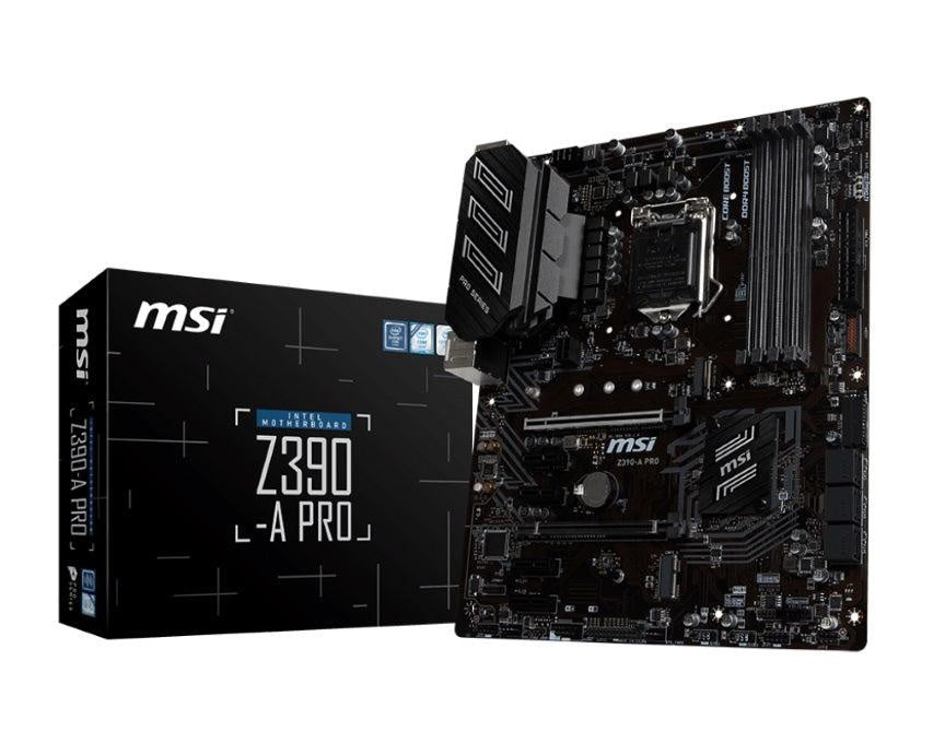 MSI Z390-A PRO ATX Motherboard -S1151 9Gen 4xDDR4 2xPCI-E DP/DVI-D/VGA 1xM.2 6xSATA RAID TypeC SLI/CF 4xUSB3.1 RGB MSI