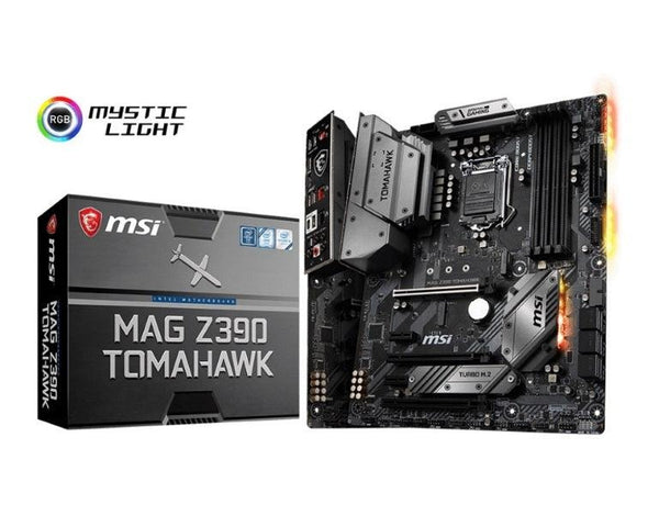 MSI MAG Z390 TOMAHAWK ATX Motherboard -S1151 9Gen 4xDDR4 3xPCI-E DP/HDMI 2xM.2 Dual LAN 6xSATA RAID CF 4xUSB3.1 RGB MSI