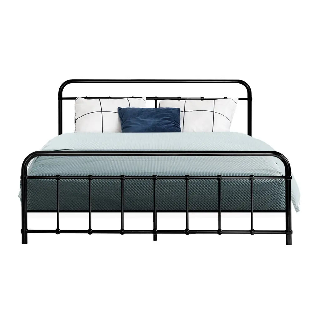 Metal Bed Frame Queen Size Platform Foundation Mattress Base Leo Black Deals499