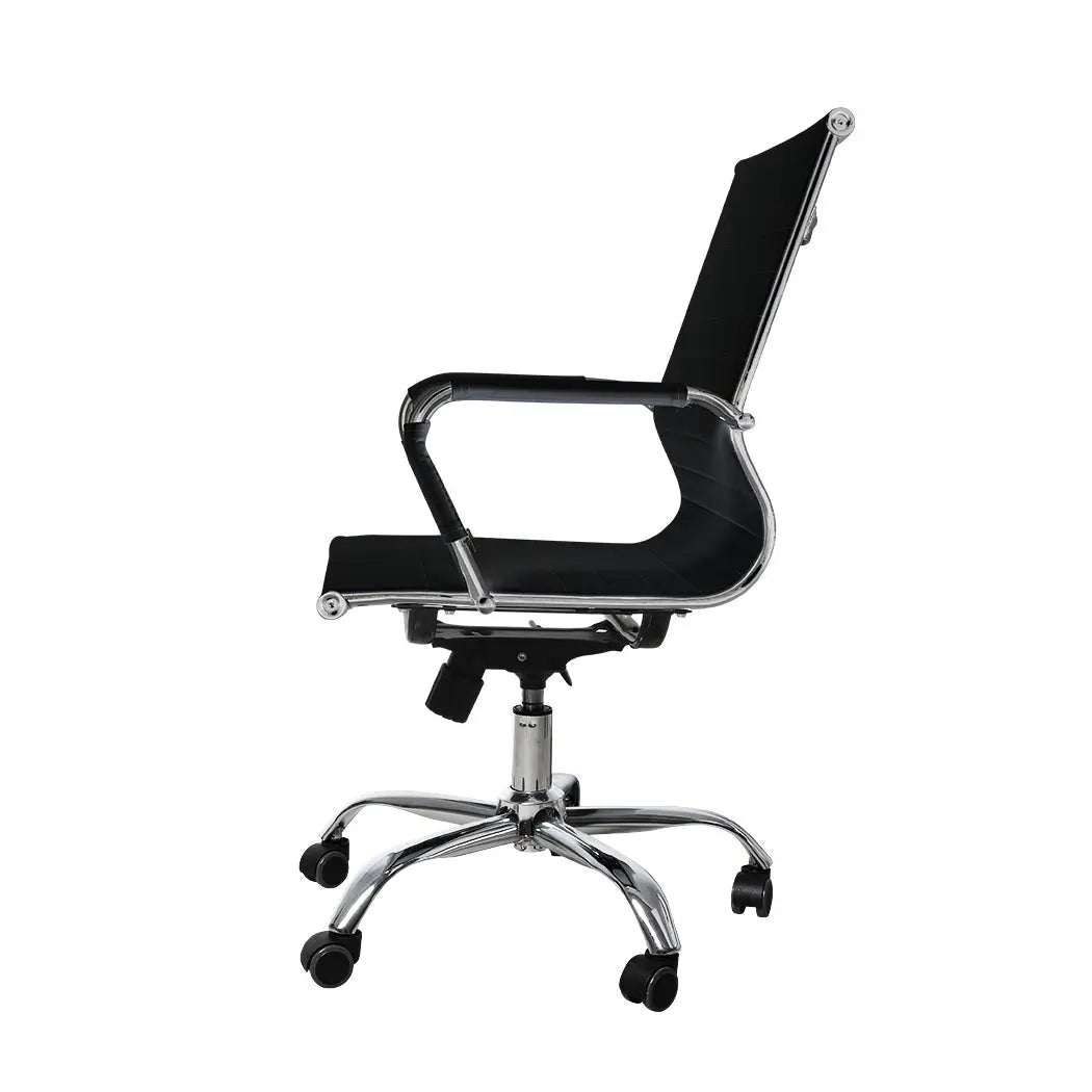 Office Chair Home Work Study Gaming Chairs PU Mat Seat Mid-Back Computer Black Deals499