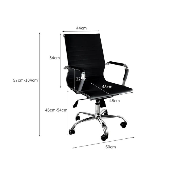 Office Chair Home Work Study Gaming Chairs PU Mat Seat Mid-Back Computer Black Deals499