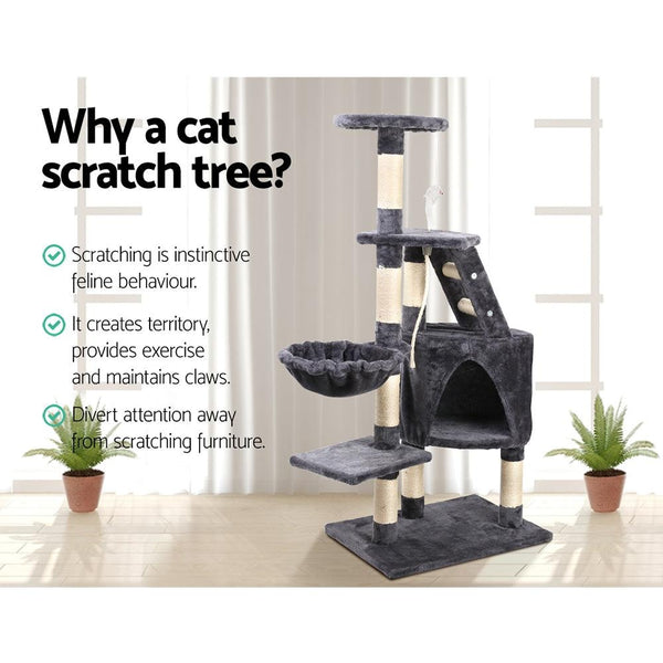 i.Pet Cat Tree 120cm Trees Scratching Post Scratcher Tower Condo House Furniture Wood Multi Level Deals499