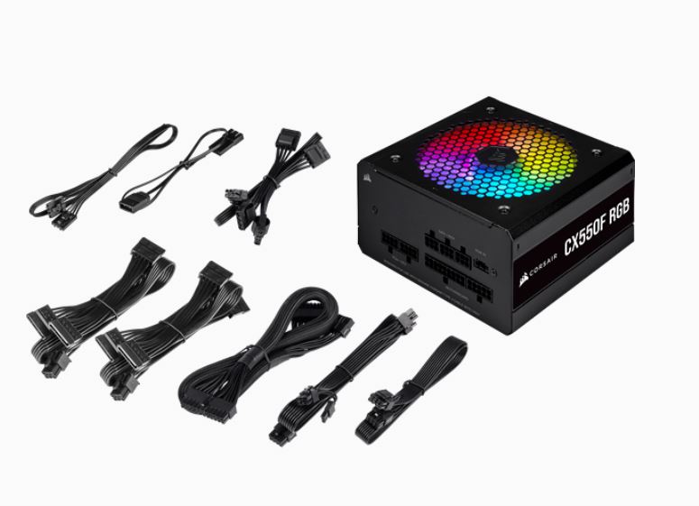 CORSAIR 550w CX550F RGB 80+ Bronze, Fully Modular, 120mm FAN, ICUE, Black ATX Power Supply, PSU, 5 Years Warranty CORSAIR