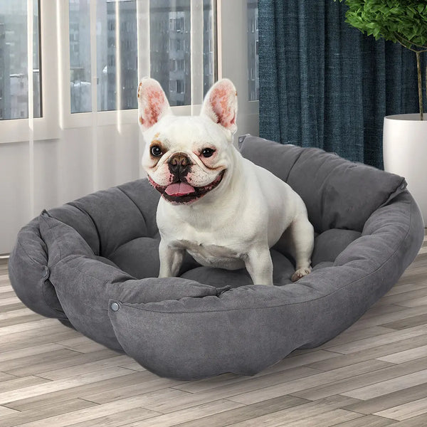 PaWz Pet Bed 2 Way Use Dog Cat Soft Warm Calming Mat Sleeping Kennel Sofa Grey S Deals499