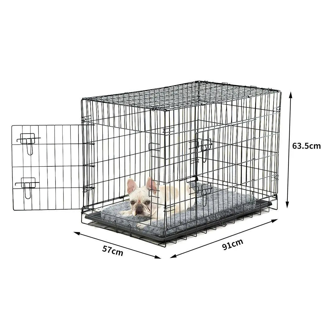 PaWz Pet Dog Cage Crate Metal Carrier Portable Kennel With Bed 36