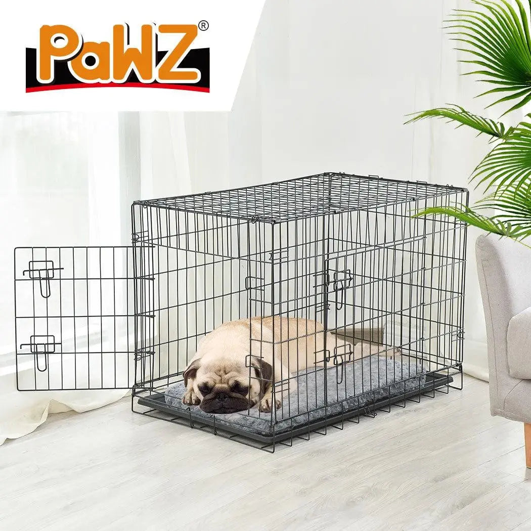 PaWz Pet Dog Cage Crate Metal Carrier Portable Kennel With Bed 36