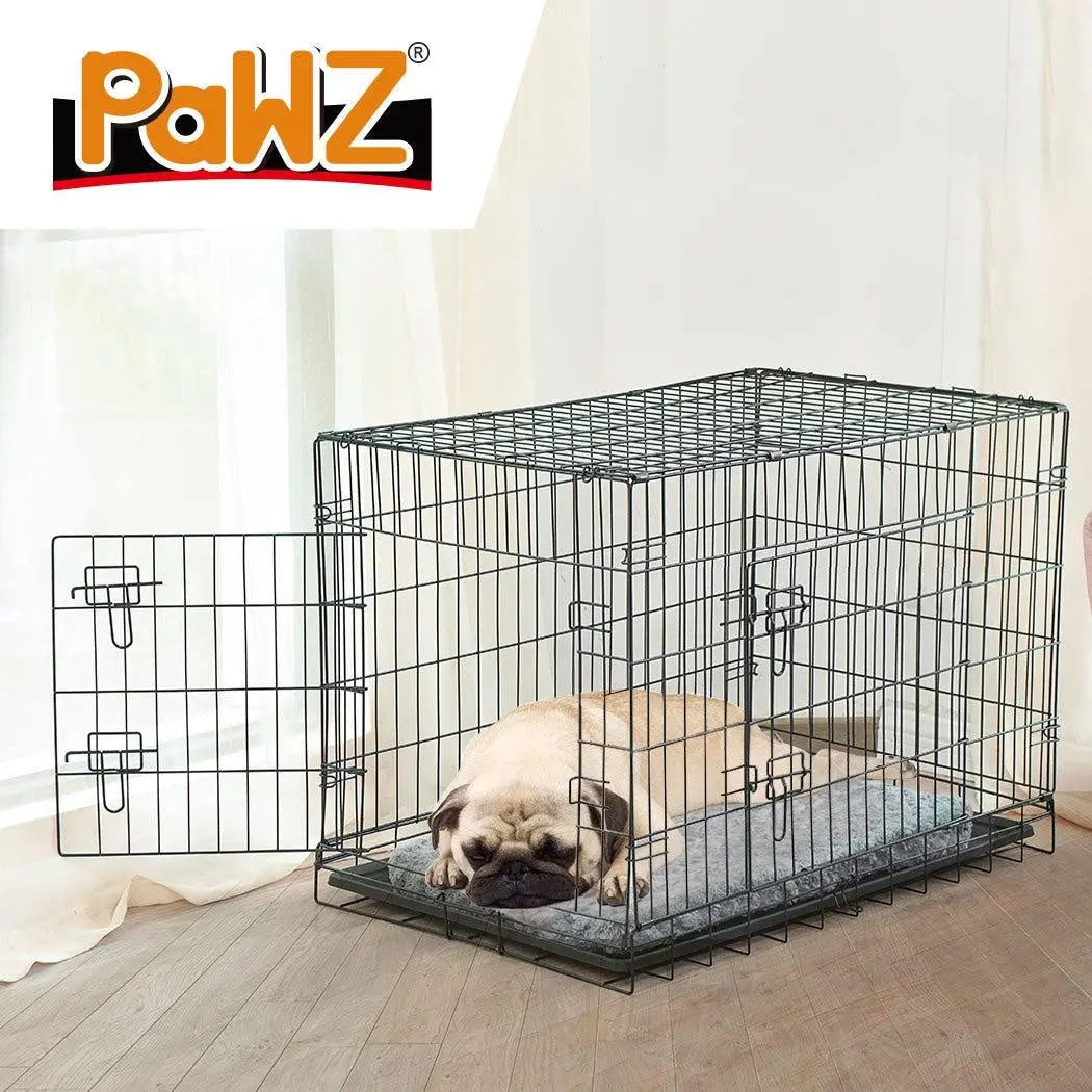 PaWz Pet Dog Cage Crate Metal Carrier Portable Kennel With Bed 36