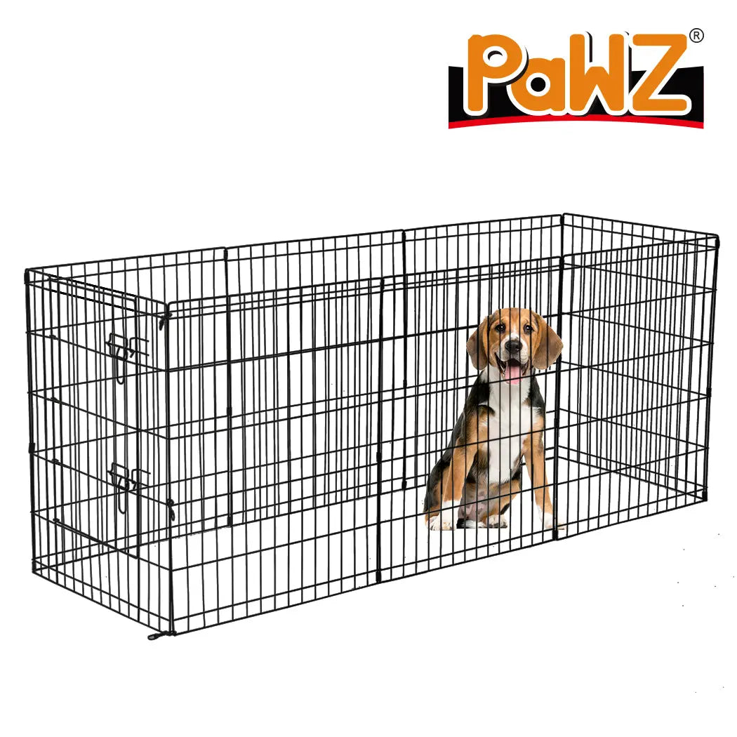 PaWz Pet Dog Playpen Puppy Exercise 8 Panel Enclosure Fence Black With Door 42