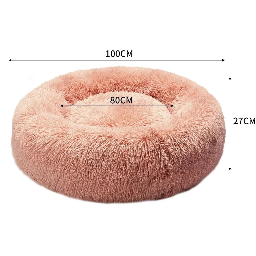 Pet Bed Cat Dog Donut Nest Calming Kennel Cave Deep Sleeping Pink XXL Deals499