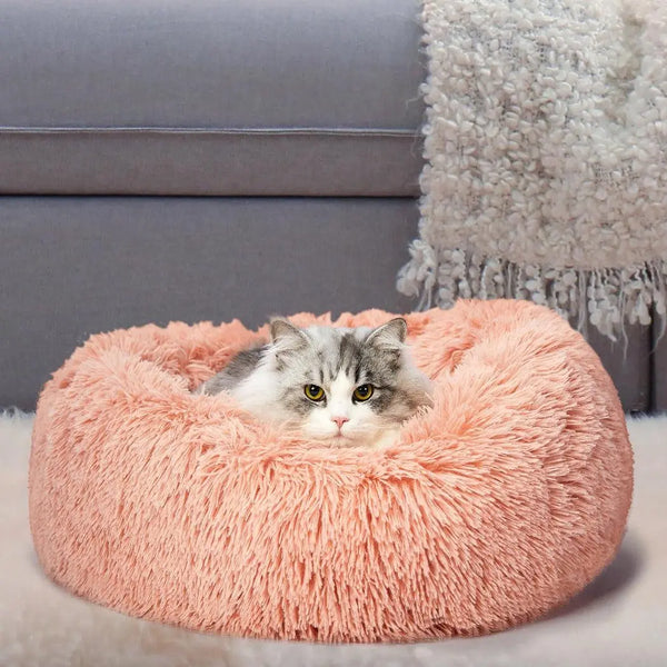 Pet Bed Cat Dog Donut Nest Calming Kennel Cave Deep Sleeping Pink XXL Deals499