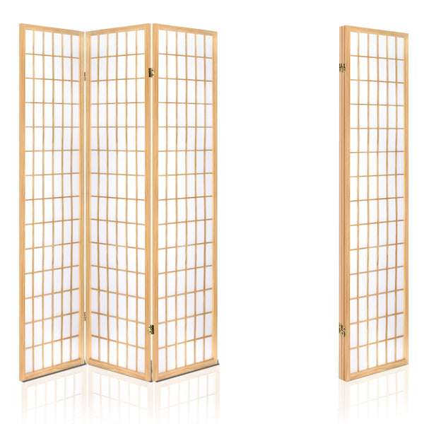 Artiss Room Divider Screen Wood Timber Dividers Fold Stand Wide Beige 3 Panel Deals499