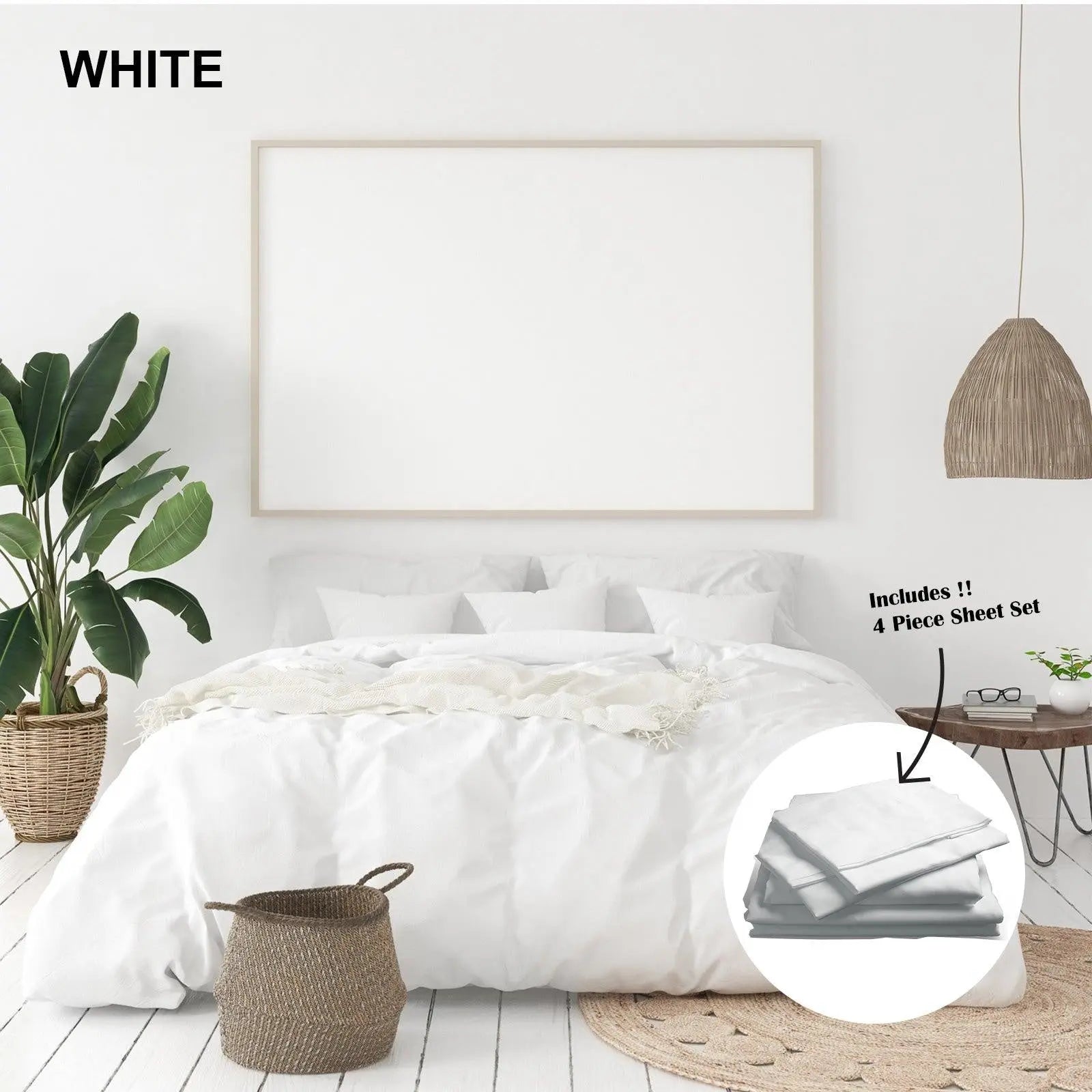 Royal Comfort 1000 Thread Count Bamboo Cotton Sheet and Quilt Cover Complete Set Queen White Deals499