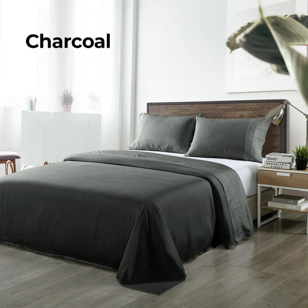 Royal Comfort Bamboo Blended Sheet & Pillowcases Set 1000TC Ultra Soft Bedding Queen Charcoal Deals499