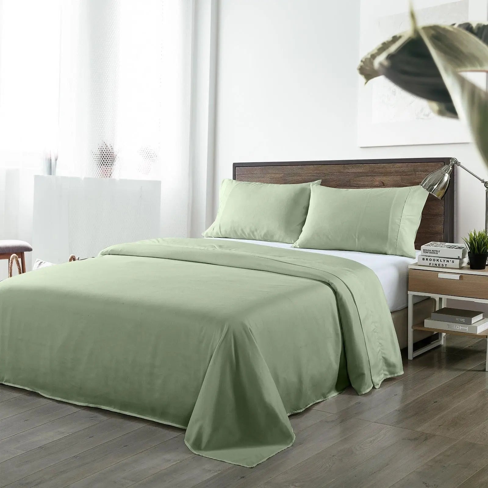 Royal Comfort Bamboo Blended Sheet & Pillowcases Set 1000TC Ultra Soft Bedding Queen Sage Green Deals499