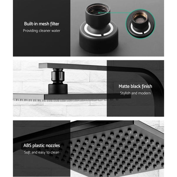 Cefito WElS 8'' Rain Shower Head Taps Square High Pressure Wall Arm DIY Black Deals499