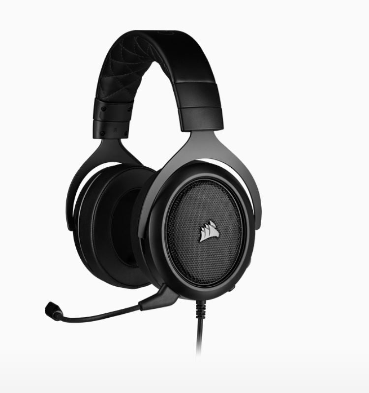 Corsair HS50 PRO Carbon STEREO Gaming Headset, Plush Foam, 50mm neodymium Drivers, Uni-directional microphone, Discord certified. Multi-Platform CORSAIR