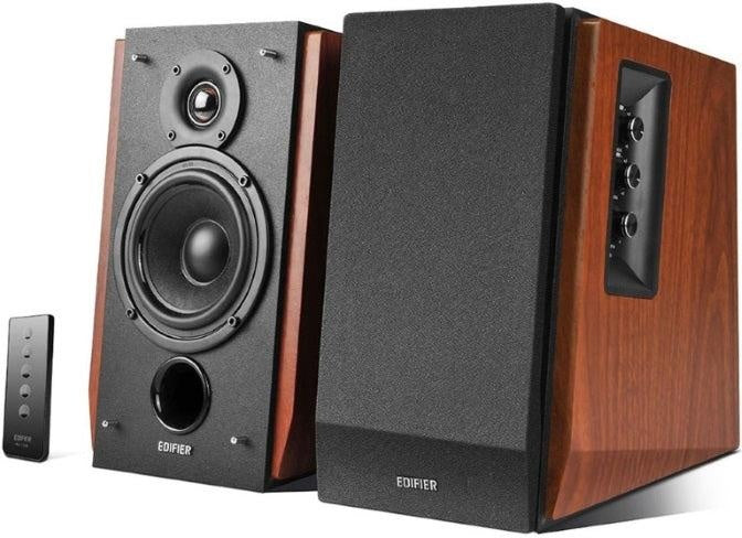 EDIFIER R1700BT Bluetooth Lifestyle Bookshelf Studio Speakers Brown - BT/Dual 3.5mm AUX/Limited Distortion DSP/DRC/Classic Wood Finish/Wireless Remote EDIFIER