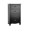 Artiss Vintage Bedside Table Chest 4 Drawers Storage Cabinet Nightstand Black Deals499