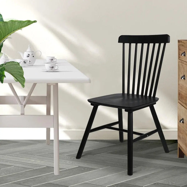 Set of 2 Dining Chairs Side Chair Replica Kitchen Wood Furniture Black Deals499