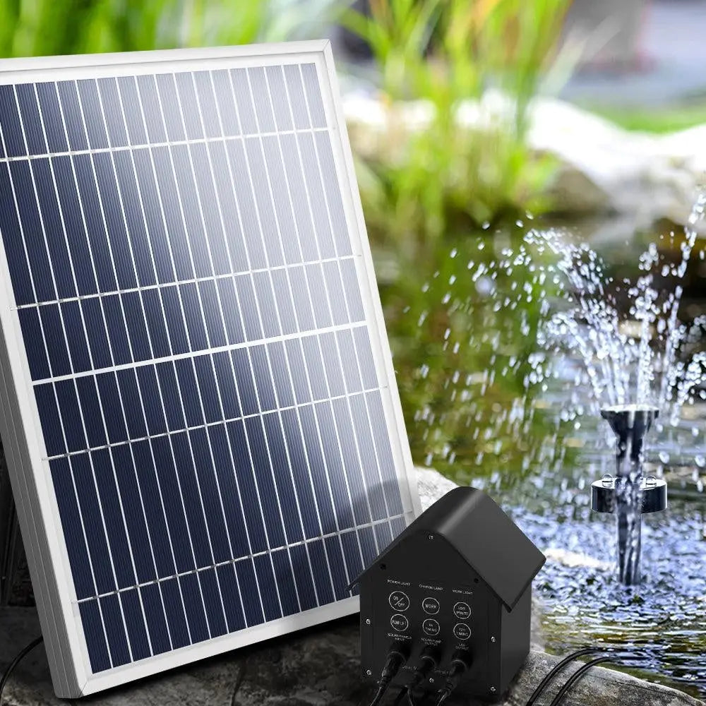 Solar Pond Pump with Battery Powered Submersible Kit LED Light & Remote 8.8 FT Deals499