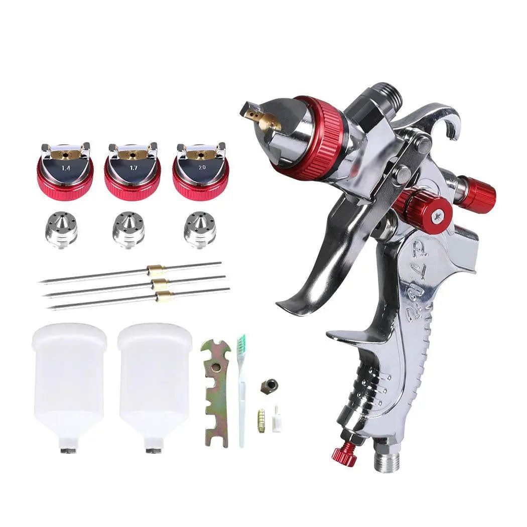 Spray Gun Paint Gun Kit HVLP Gravity Feed Air 3 Nozzles1.4mm 1.7mm 2mm Tips Deals499