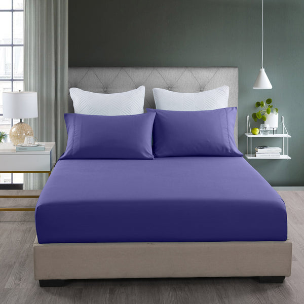 Royal Comfort 2000TC 3 Piece Fitted Sheet and Pillowcase Set Bamboo Cooling - Double - Royal Blue from Deals499 at Deals499