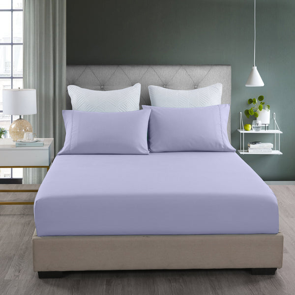 Royal Comfort 2000TC 3 Piece Fitted Sheet and Pillowcase Set Bamboo Cooling - Queen - Lilac Grey from Deals499 at Deals499