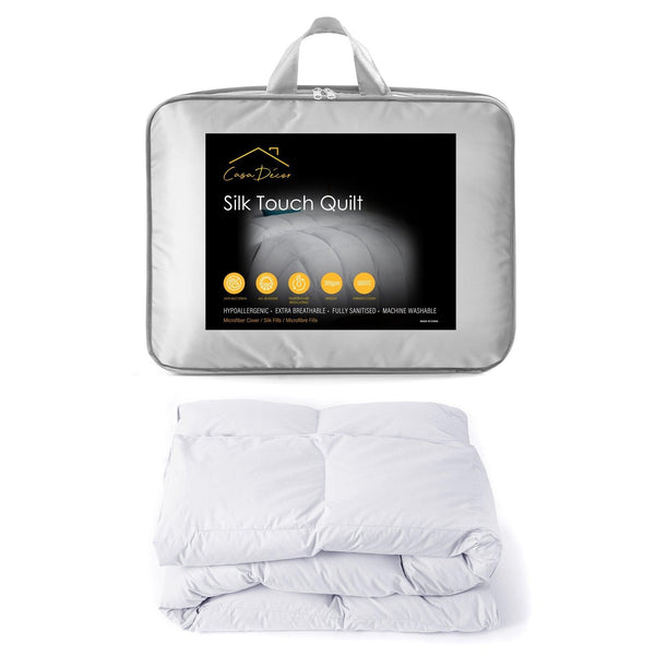 Casa Decor Silk Touch Quilt 360GSM All Seasons Antibacterial Hypoallergenic Double White Deals499