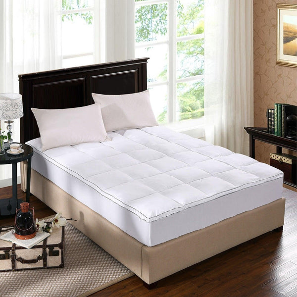 Royal Comfort 1000GSM Luxury Bamboo Fabric Gusset Mattress Pad Topper Cover Double White Deals499