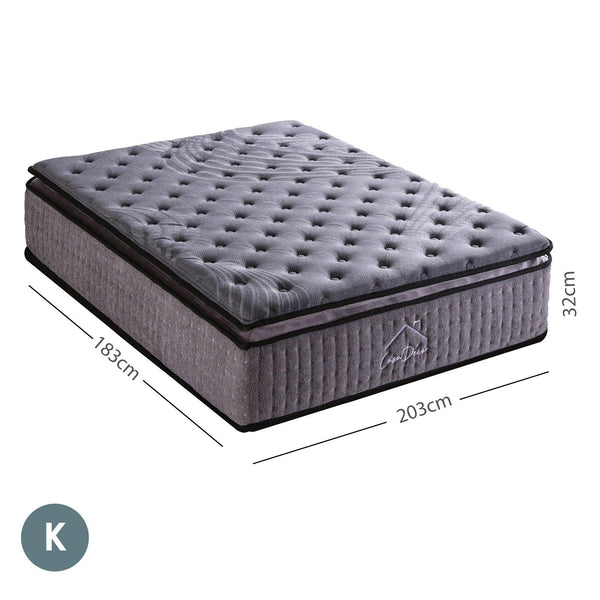 Casa Decor Bamboo Charcoal Mattress Pocket Spring Pillowtop 5 Zone 32cm Depth King Deals499