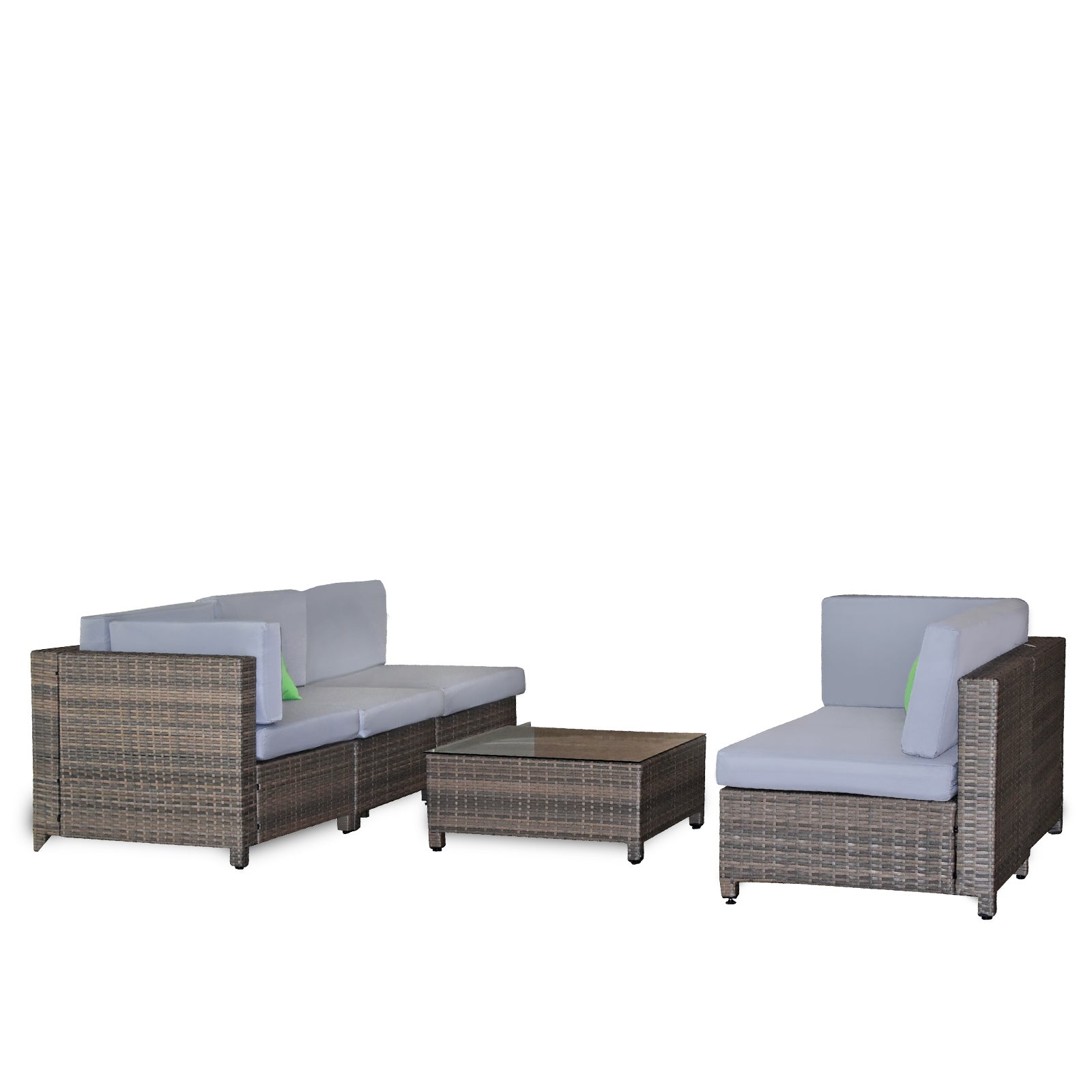 Milano Decor 5 Piece Outdoor Sofa Set Rattan Oatmeal Black Patio Garden Lounge Brown Deals499