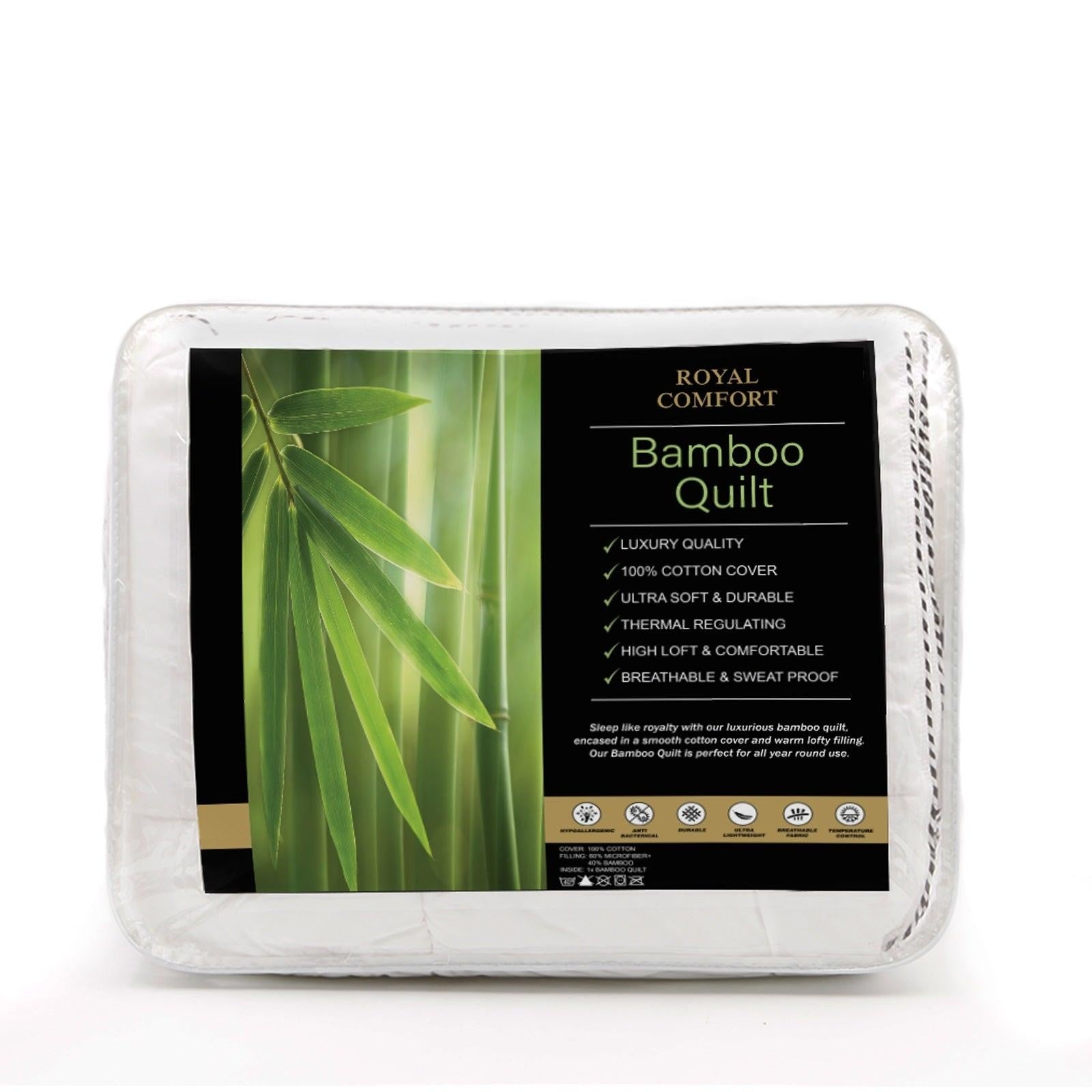 Royal Comfort Bamboo Blend Quilt 250GSM Luxury Doona Duvet 100% Cotton Cover Double White Deals499