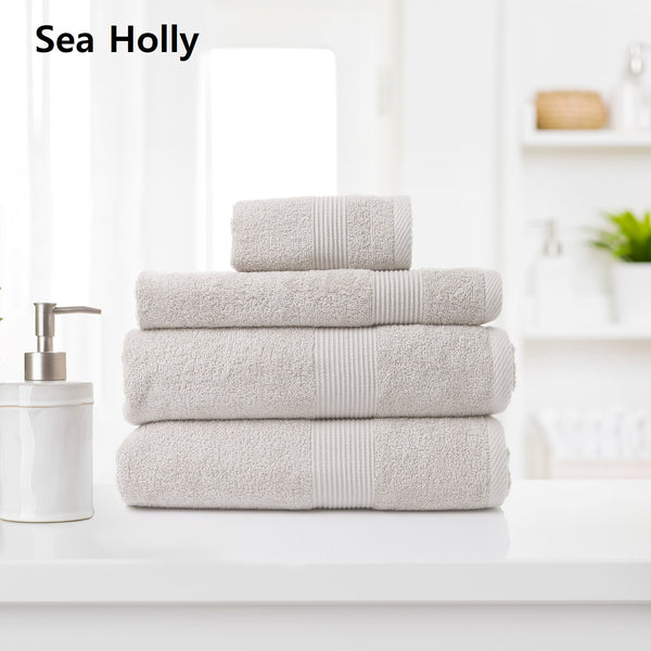 Royal Comfort 4 Piece Cotton Bamboo Towel Set 450GSM Luxurious Absorbent Plush Sea Holly Deals499