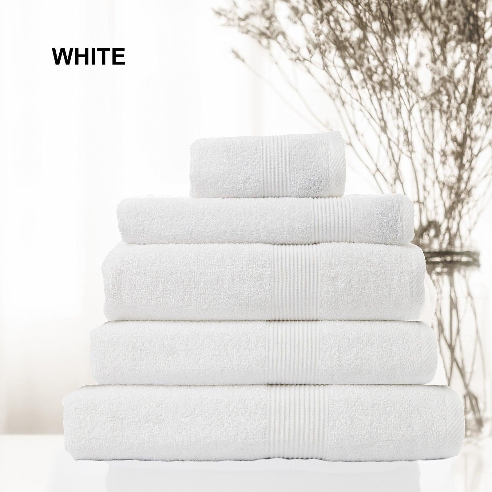 Royal Comfort 5 Piece Cotton Bamboo Towel Set 450GSM Luxurious Absorbent Plush White Deals499