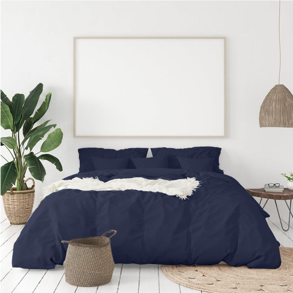 Balmain 1000 Thread Count Hotel Grade Bamboo Cotton Quilt Cover Pillowcases Set Queen Royal Blue Deals499