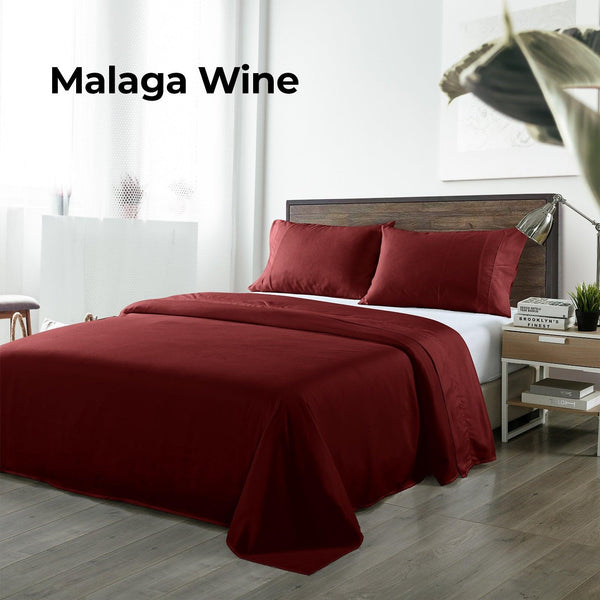 Royal Comfort Bamboo Blended Sheet & Pillowcases Set 1000TC Ultra Soft Bedding Queen Malaga Wine Deals499