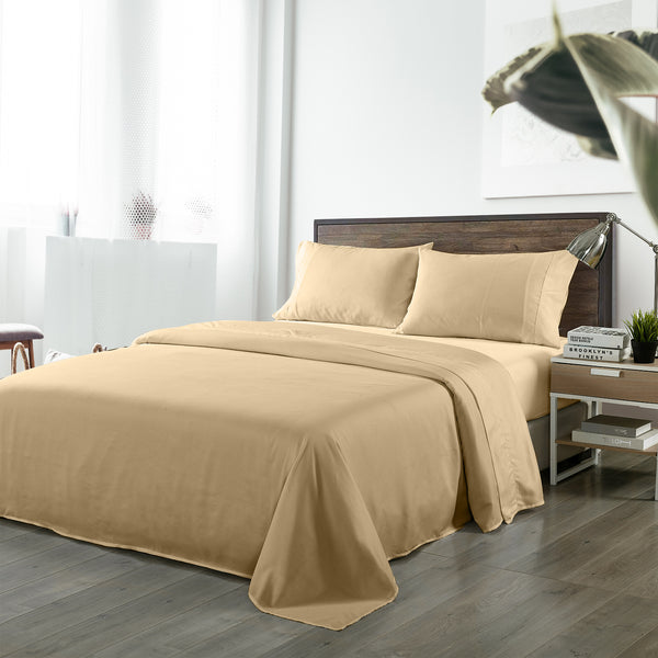 Royal Comfort Bamboo Blended Sheet & Pillowcases Set 1000TC Ultra Soft Bedding - Queen - Oatmeal from Deals499 at Deals499