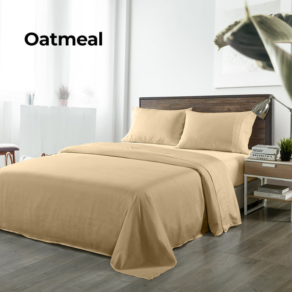 Royal Comfort Bamboo Blended Sheet & Pillowcases Set 1000TC Ultra Soft Bedding - Queen - Oatmeal from Deals499 at Deals499