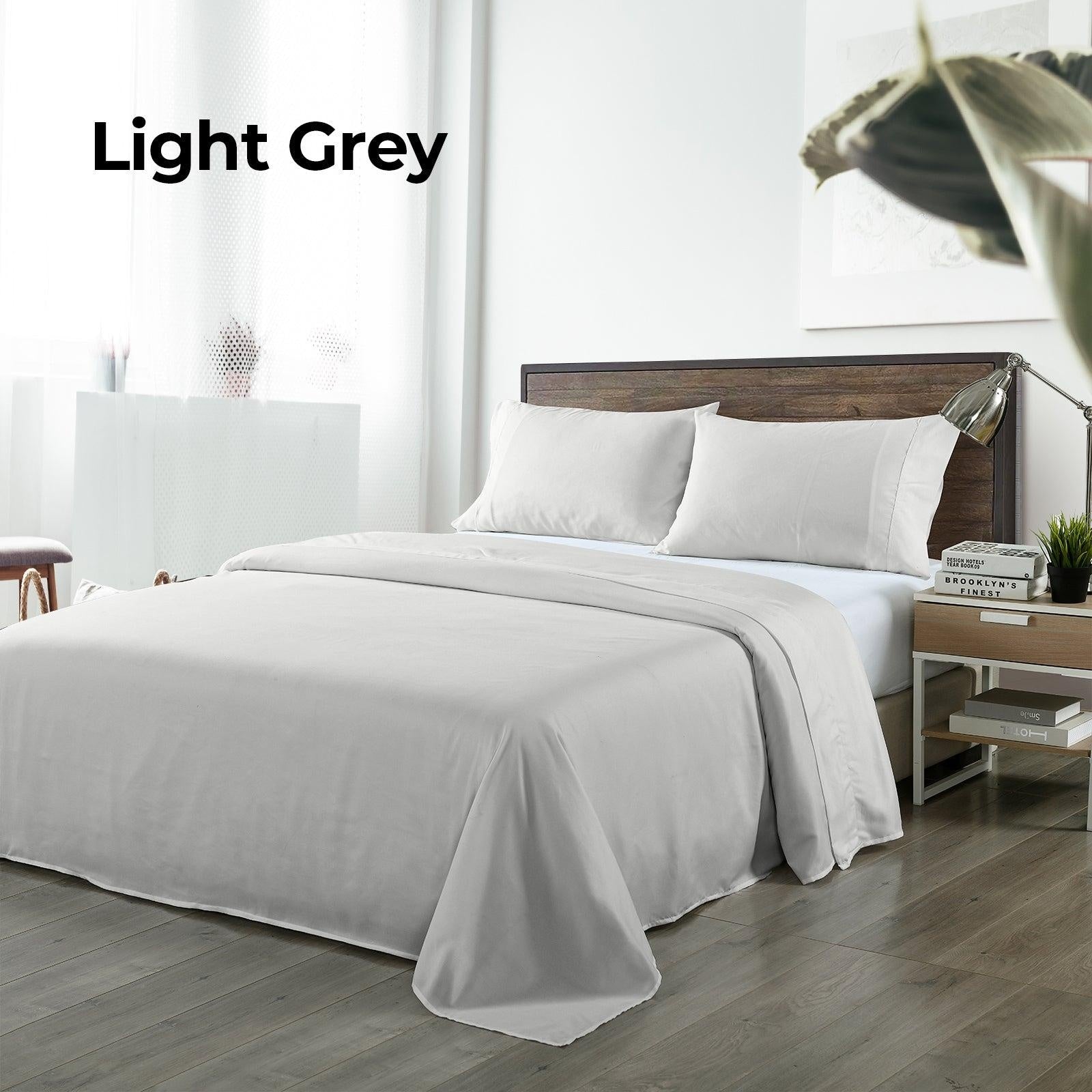 Royal Comfort Bamboo Blended Sheet & Pillowcases Set 1000TC Ultra Soft Bedding King Light Grey Deals499